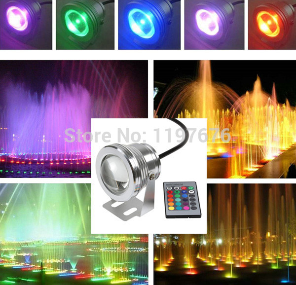 10W 12V LED Underwater Light Waterproof IP68 RGB Landscape Pool Lamp 16 Colors Change With IR Remote