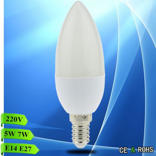 1X 5W 7W Led Candle Bulb E14 E27 220V Save Energy spotlight Warmcool white chandlier crystal Lamp