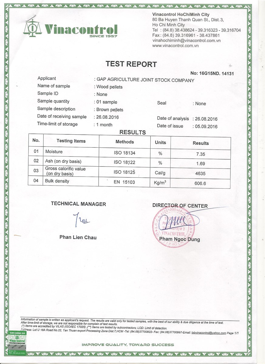 VIETNAMESE WOOD PELLETS for POWER PLANT FSC CERTIFICATE