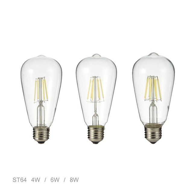 Vintage Edison led bulb E27 4W 6W 8W AC220V 110V transparent clear Glass shell Retro LED Filament light ST64