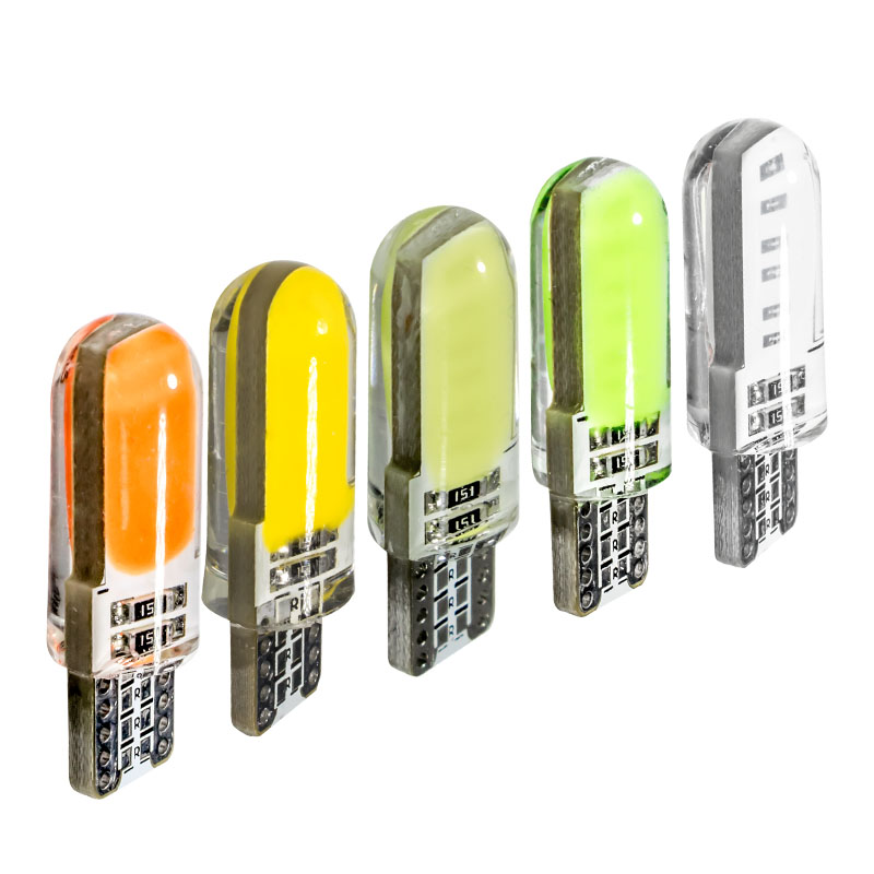 2pcs T10 W5W Silica Gel COB LED car interior light WY5W 194 501 LED wedge parking dome bulbs Turn Side lamps red