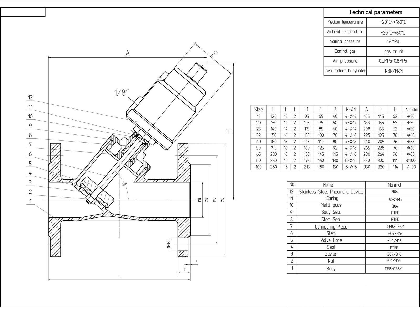 FLANGE ENDS ANGLE SEAT VALVE WITH SUS PNEUMATIC ACTUATOR FLANGE ENDS ANGLE SEAT VALVE WITH SUS PNEUMATIC ACTUATOR
