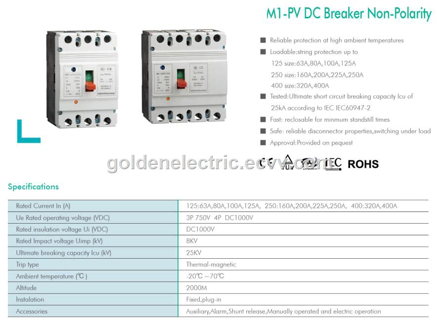 Factory supply hot solar system 2P 3P 4P 100A225A400A630A 800vdc900vdc1000vdc1100vdc1200vdc moulded case dc mccb