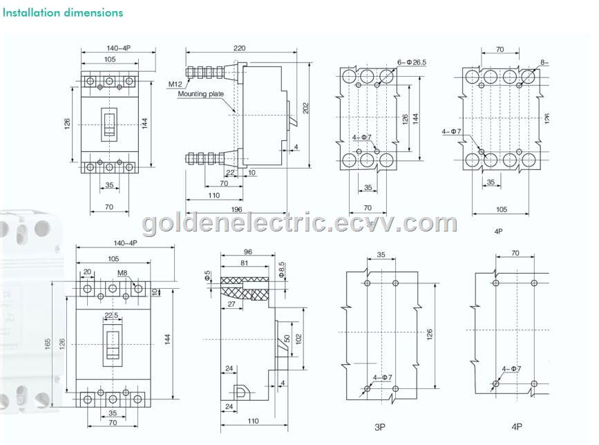 Factory supply hot solar system 2P 3P 4P 100A225A400A630A 800vdc900vdc1000vdc1100vdc1200vdc moulded case dc mccb