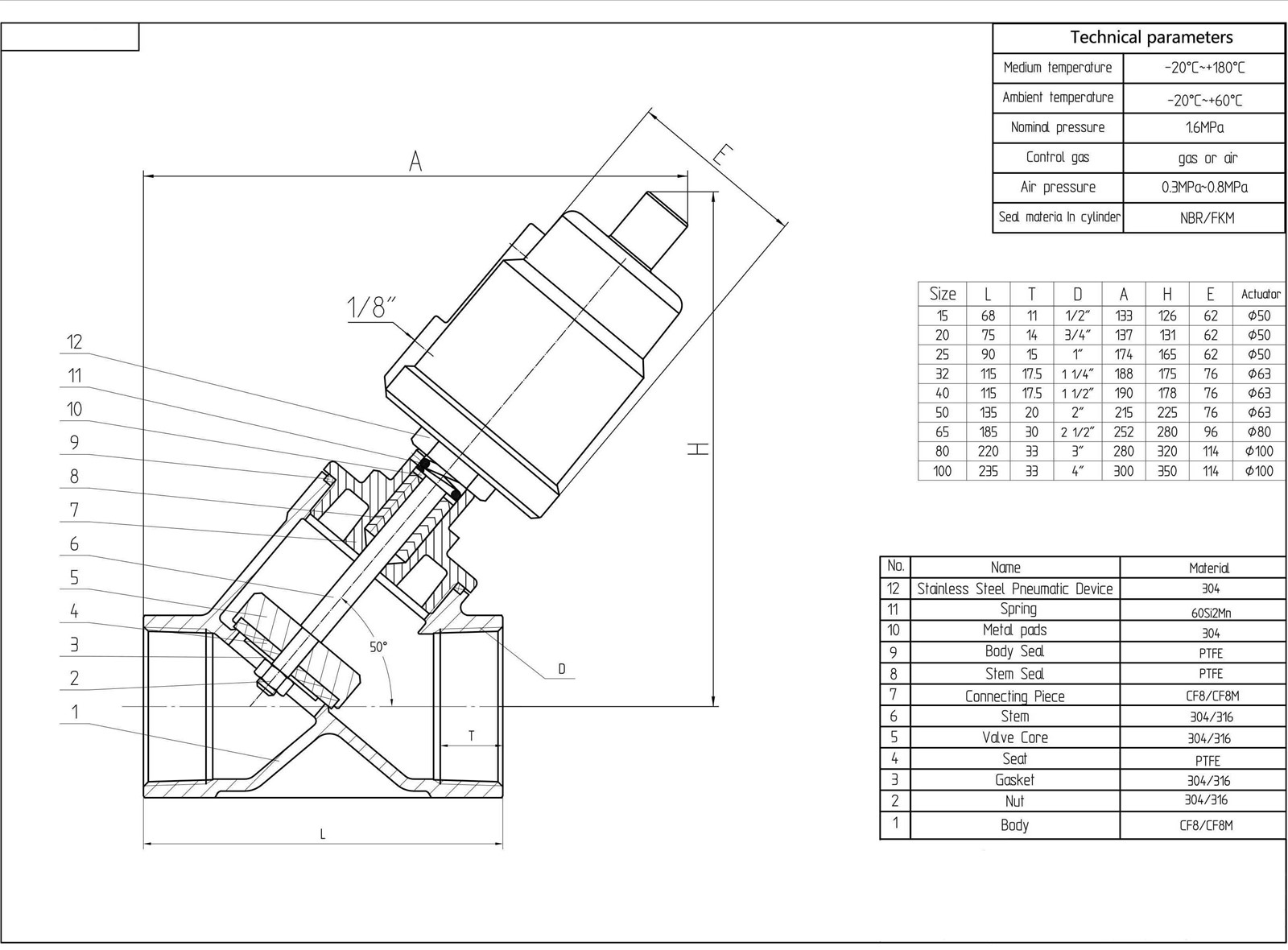 THREAD ENDS ANGLE SEAT VALVE WITH SUS PNEUMATIC ACTUATOR THREAD ENDS ANGLE SEAT VALVE WITH SUS PNEUMATIC ACTUATOR
