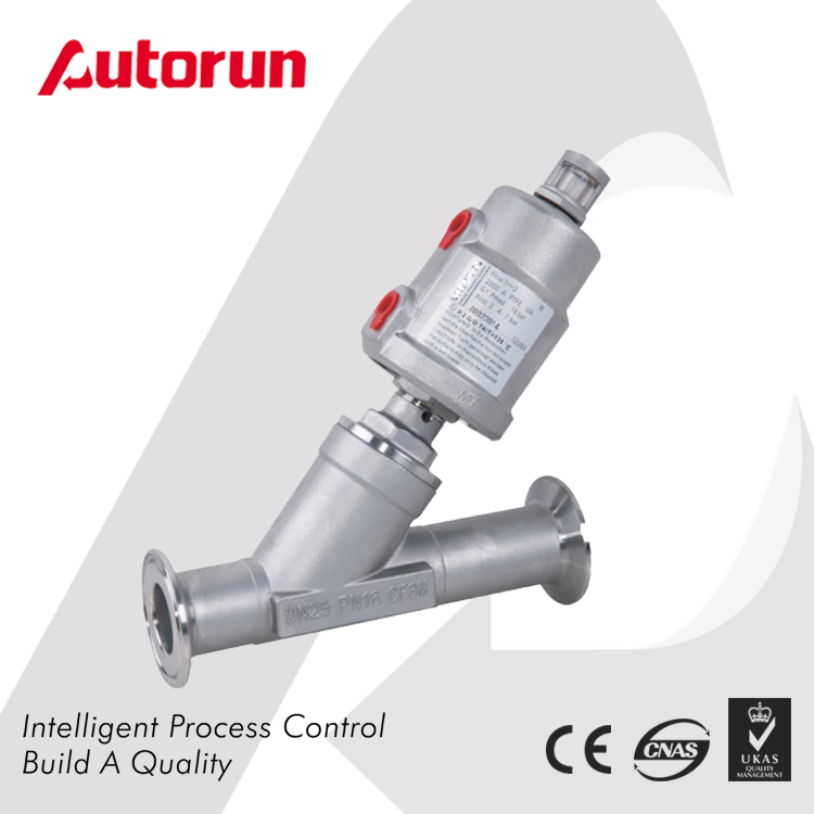 TRICLAMP ENDS ANGLE SEAT VALVE WITH SUS PNEUMATIC ACTUATOR