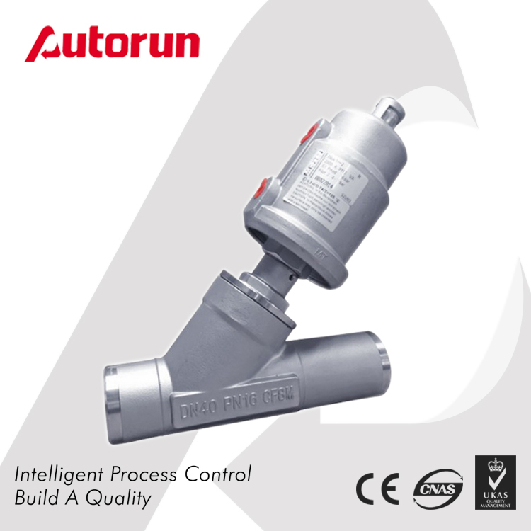 WELDING ENDS ANGLE SEAT VALVE WITH SUS PNEUMATIC ACTUATOR