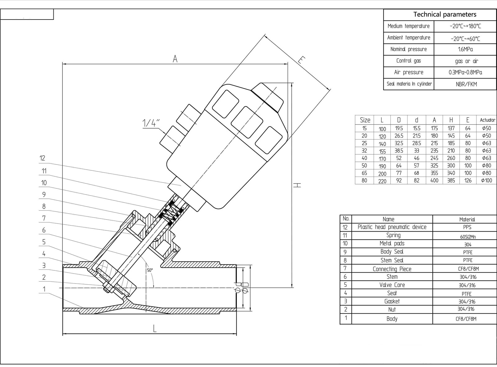 WELDING ENDS PNEUMATIC ACTUATED ANGLE SEAT VALVE