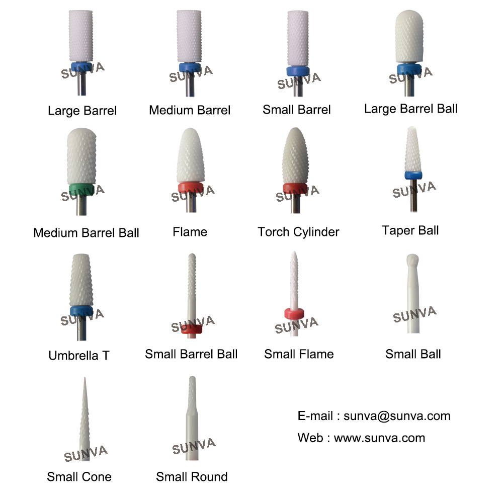 SunvaCeramic Nail Drill Bits Nail Burrs