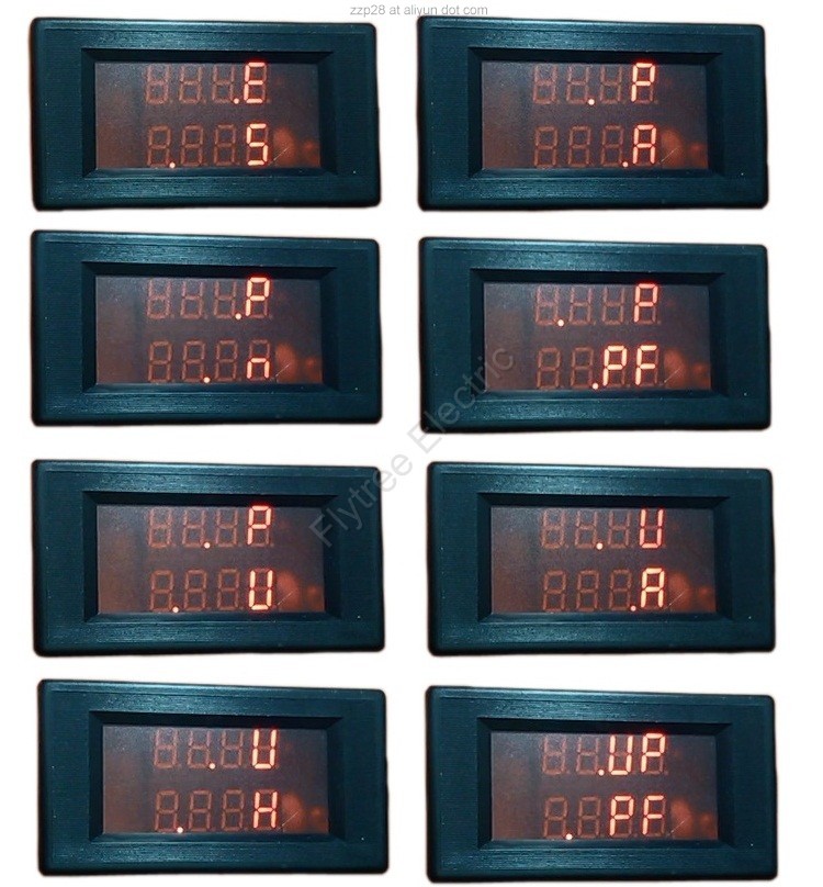 Dual LED AC Digital multiple power meter panel watt KWh power factor