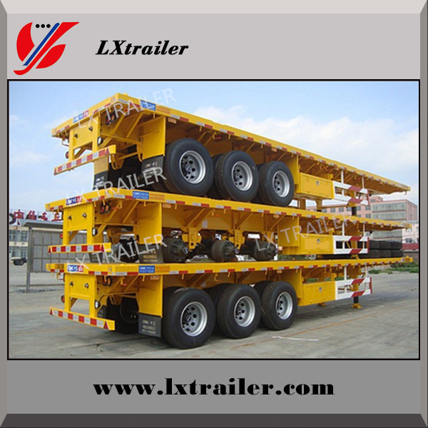 High quality 3 axle tractor truck use 40ft container flatbed semi trailers
