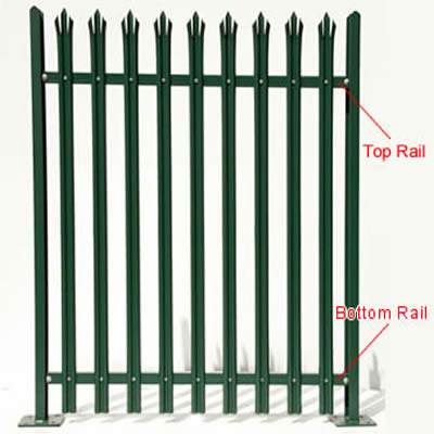 Palisade fencing rail