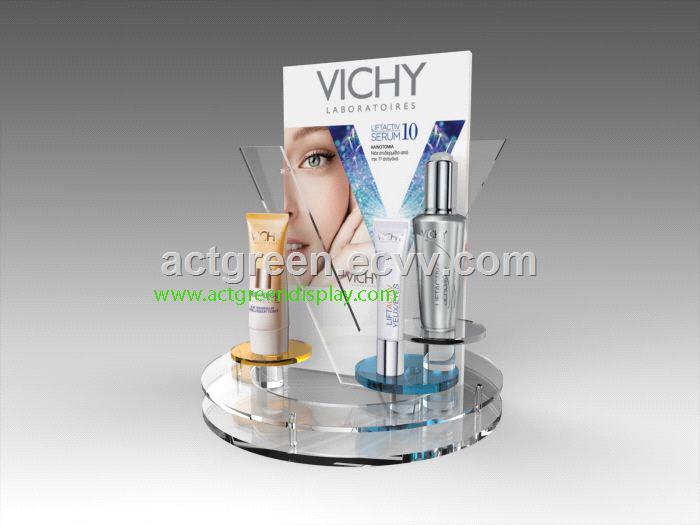 Customized glass cosmetic display stand skin care dislay stand accept all materials