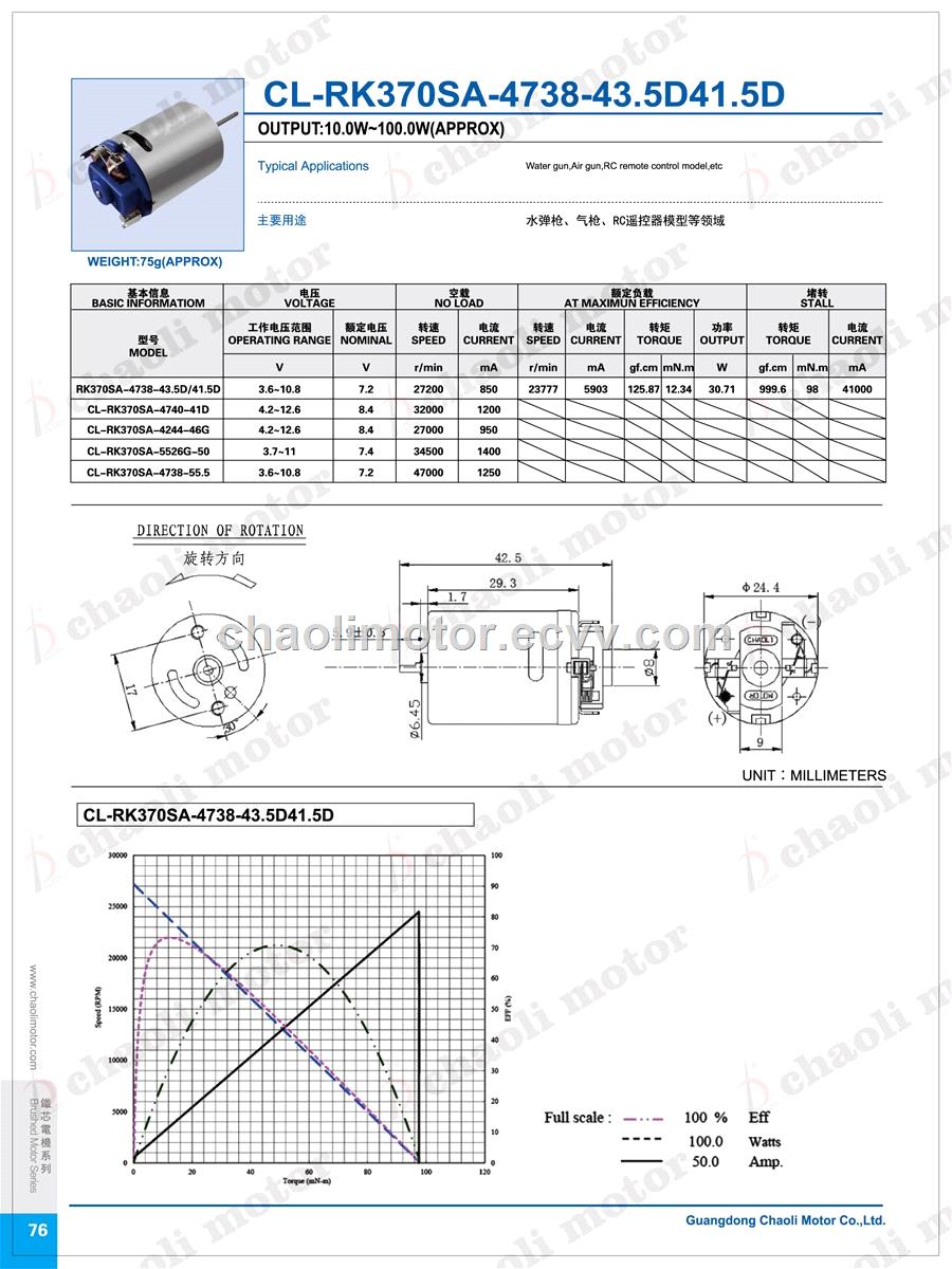 DC Motor CLRK370SA For Nebulizer And Blood Pressure Meter From ChaoLi Motor Manufacturer