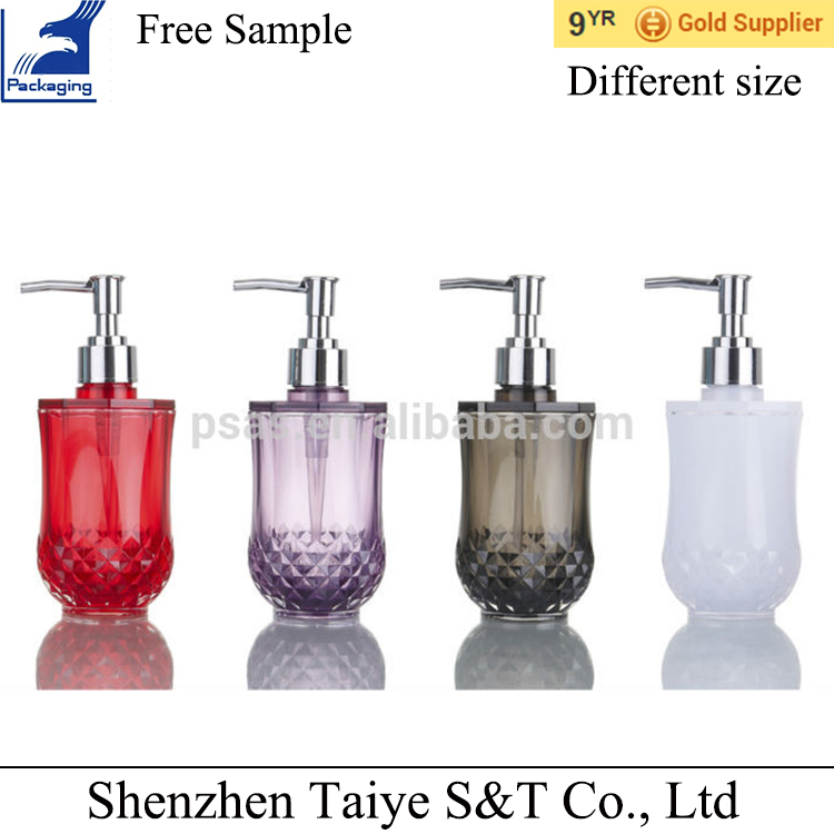 Different special shape exquisite acrylic lotion bottle with metal pump
