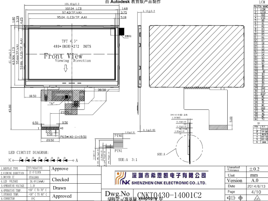 43 inch TFT LCD Display Module