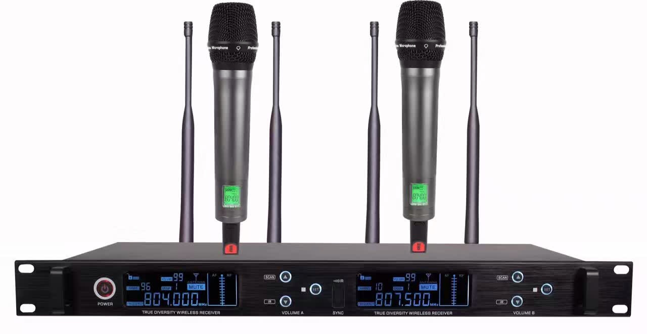 UHF System Wireless Karaoke Microphone Dual Channel Wireless Microphone