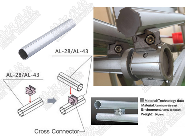 Crossing Type Pipe Connector Diacast Aluminum Alloy Pipe Joint For Industry AL8