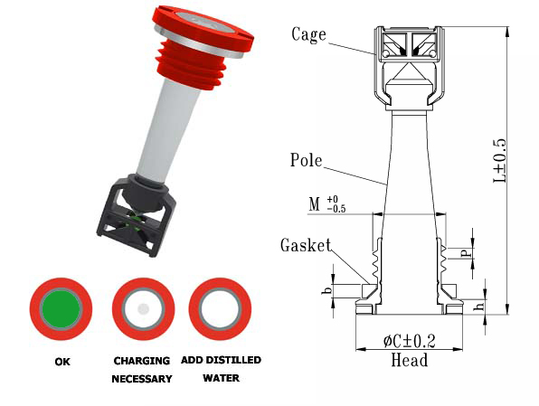 battery magic eye for car battery with 2 balls A202