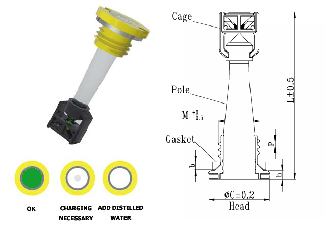 battery magic eye for car battery with 2 balls A203