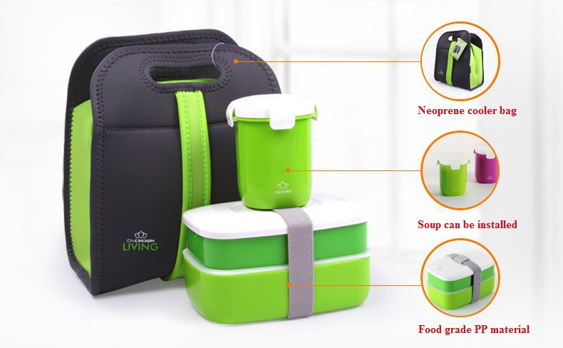 Bento Lunch Box w Water Mug Soup Mug Insulated Carry Lunch Tote Bag Food Container Lunchbox Microwave Safe BPA Free