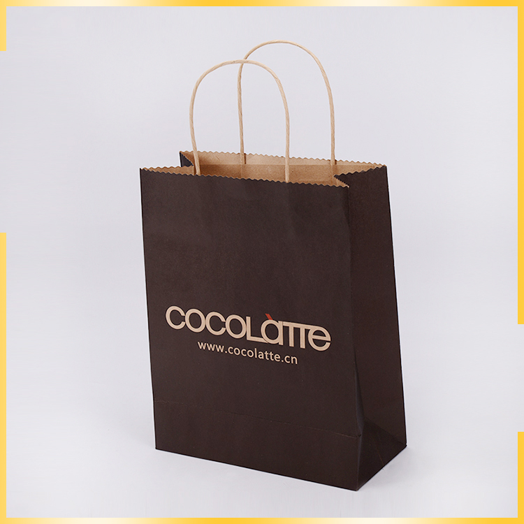 Competitive price recycle customised die cut handleDCK craft paper bag for food packing bag