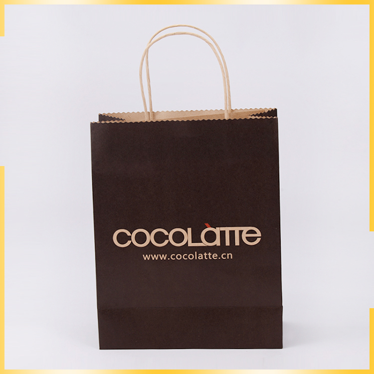 Promotional strong Customized solid and button recycled paper bag design for packaging