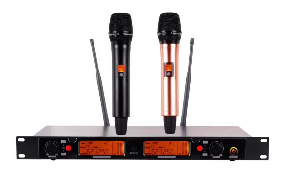 UHF System Wireless Karaoke Microphone Dual Channel Wireless Microphone