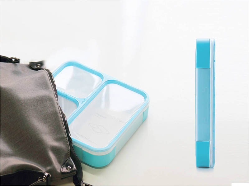 Square design Ultrathin Lunch Box with 3compartment
