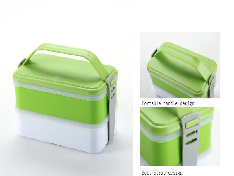 Portable Rectangle Food Container Lunch Box with handle