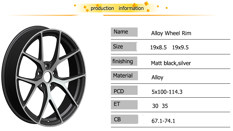 19x85 inch car aluminum alloy wheel pcd 5x1001143