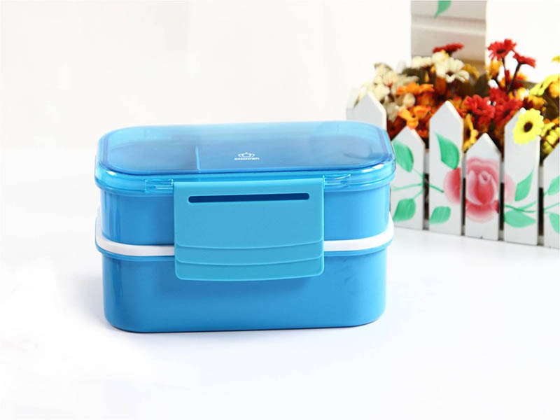 2Layer fashion latch buckle business bento box withn cultery