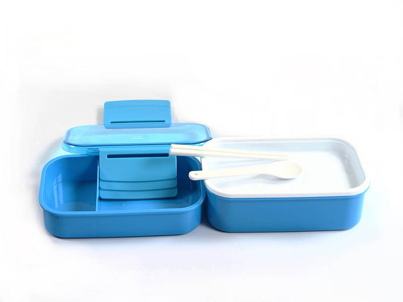 2Layer fashion latch buckle business bento box withn cultery