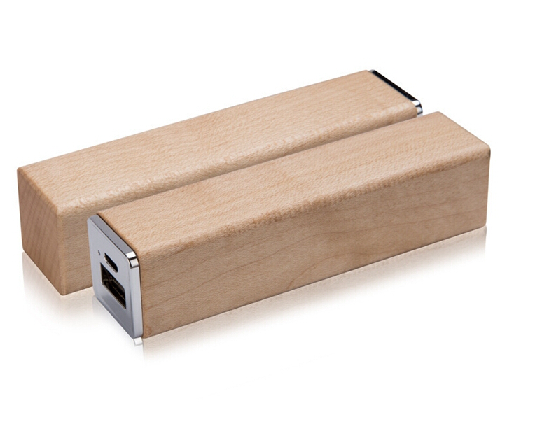 Wood design external battery portable 2600mah power bank charger