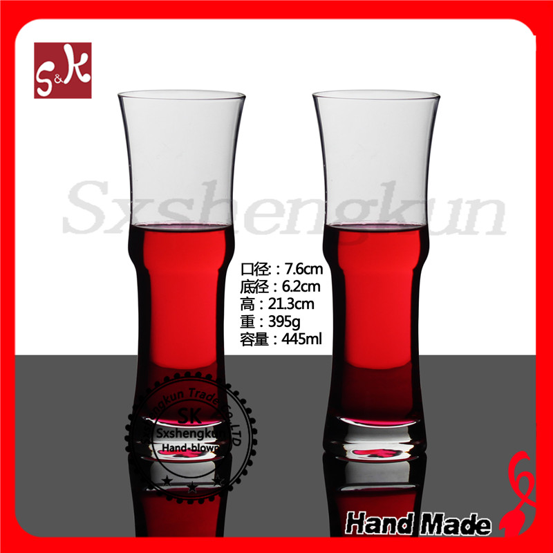 promotional gift handmade 450ml crystal beer glass with decal logo or golden decal