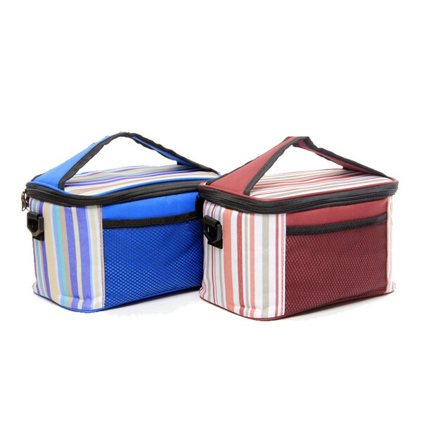 Promotional Striped Insulated Thermal Picnic Lunch Tote Cooler Bag