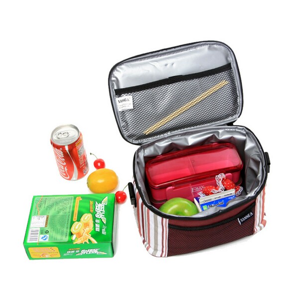 Promotional Striped Insulated Thermal Picnic Lunch Tote Cooler Bag