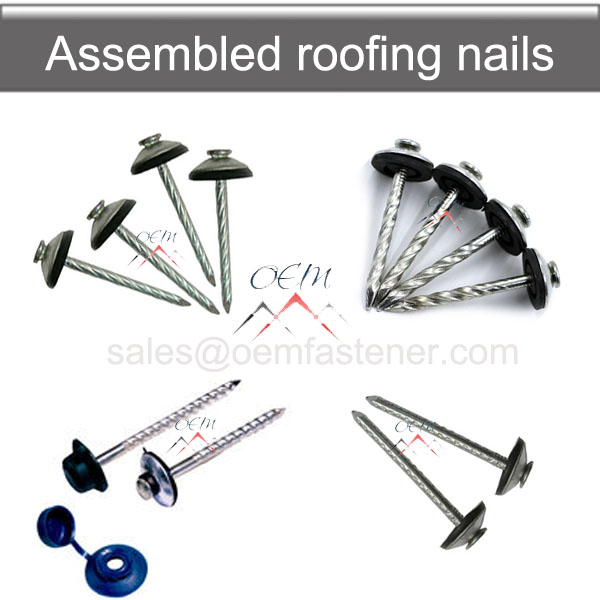 Roofing screw nails with washers