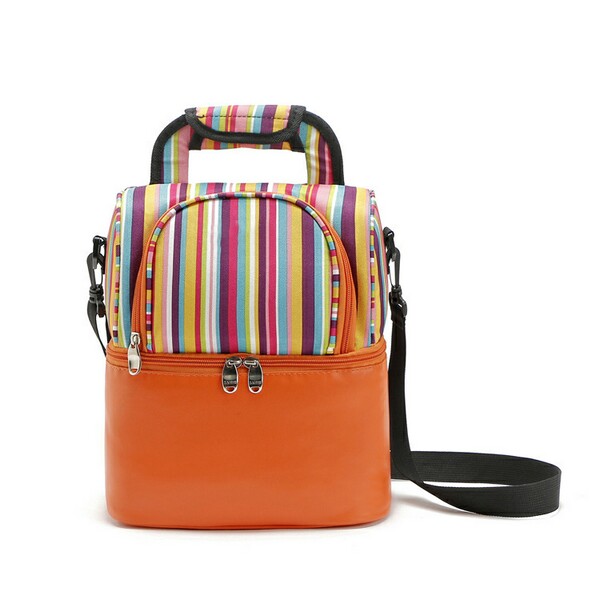 Striped Insulated Food Picnic Ice Cooler Tote Bag Striped Insulated Food Picnic Ice Cooler Tote Bag