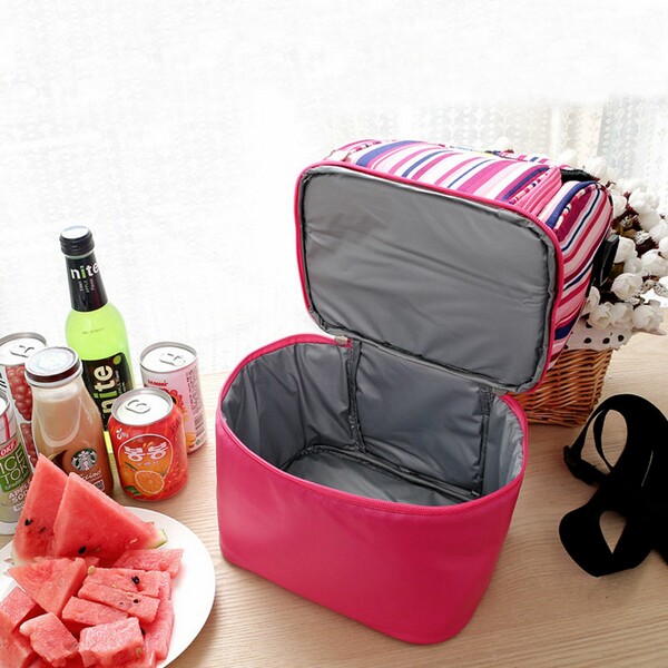 Striped Insulated Food Picnic Ice Cooler Tote Bag Striped Insulated Food Picnic Ice Cooler Tote Bag