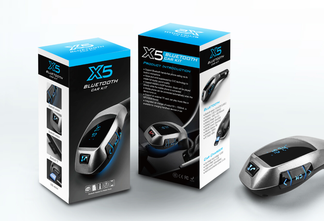Factory Price ABS Black V30 5V 21A USB Car MP3 Player X5 Bluetooth FM Transmitter
