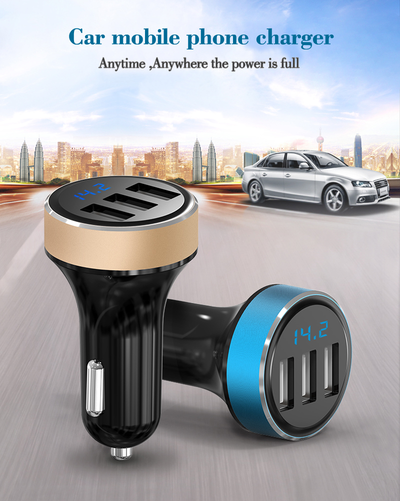 Fashion design ABS 5V 31A 3 USB intelligent Car Charger AP03