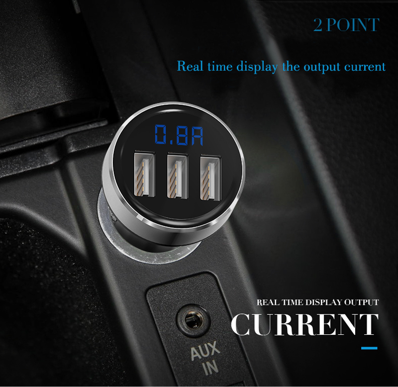 Fashion design ABS 5V 31A 3 USB intelligent Car Charger AP03