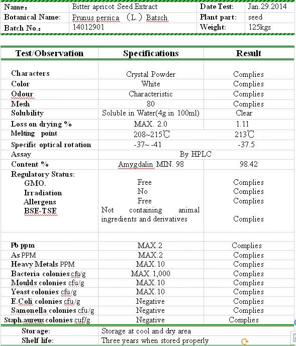 Bitter apricot seed extract Amygdalin Vitamin B17