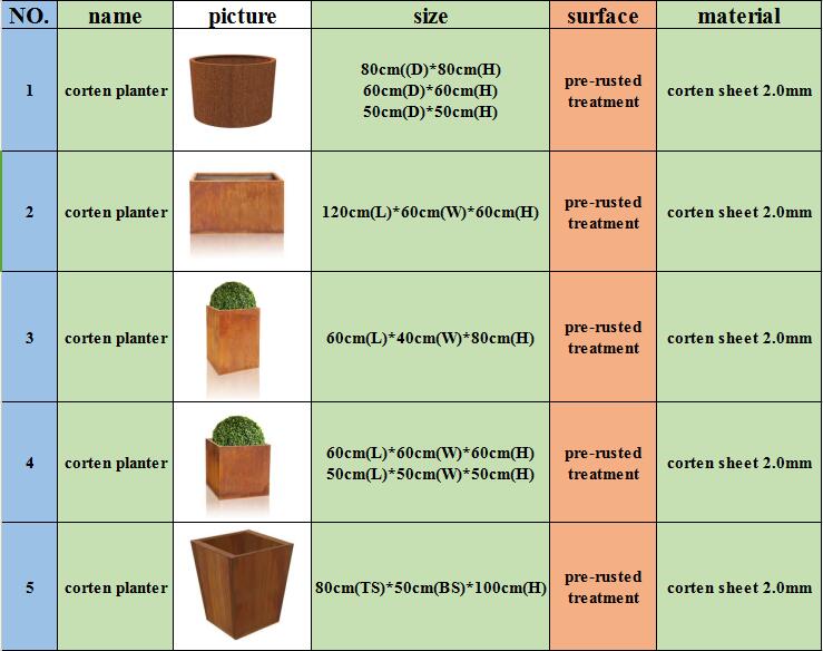 corten steel flower pot planter