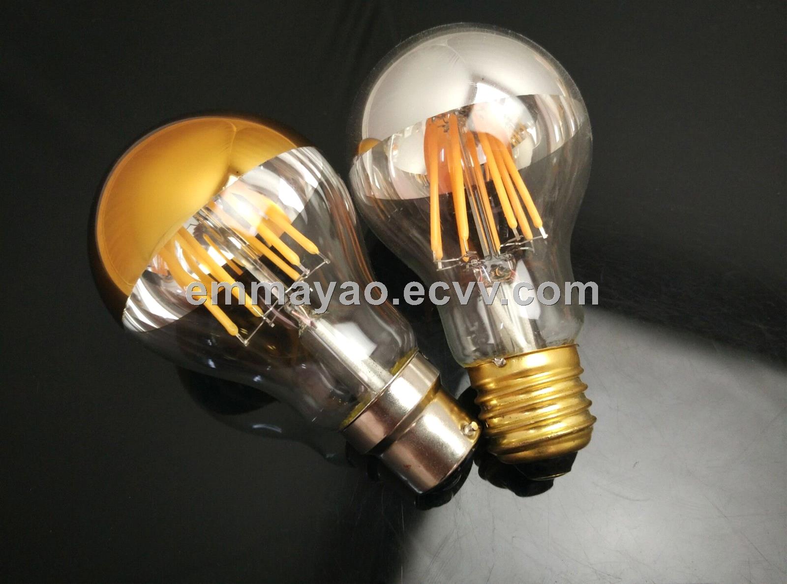 Golden mirror cover led filament bulb for home decoration