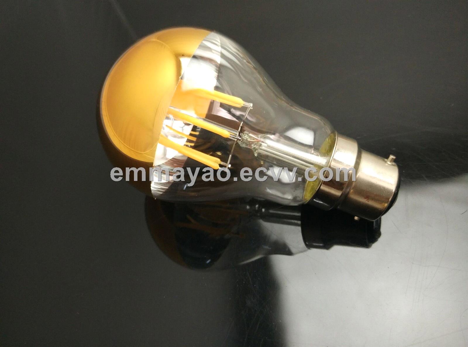 Golden mirror cover led filament bulb for home decoration