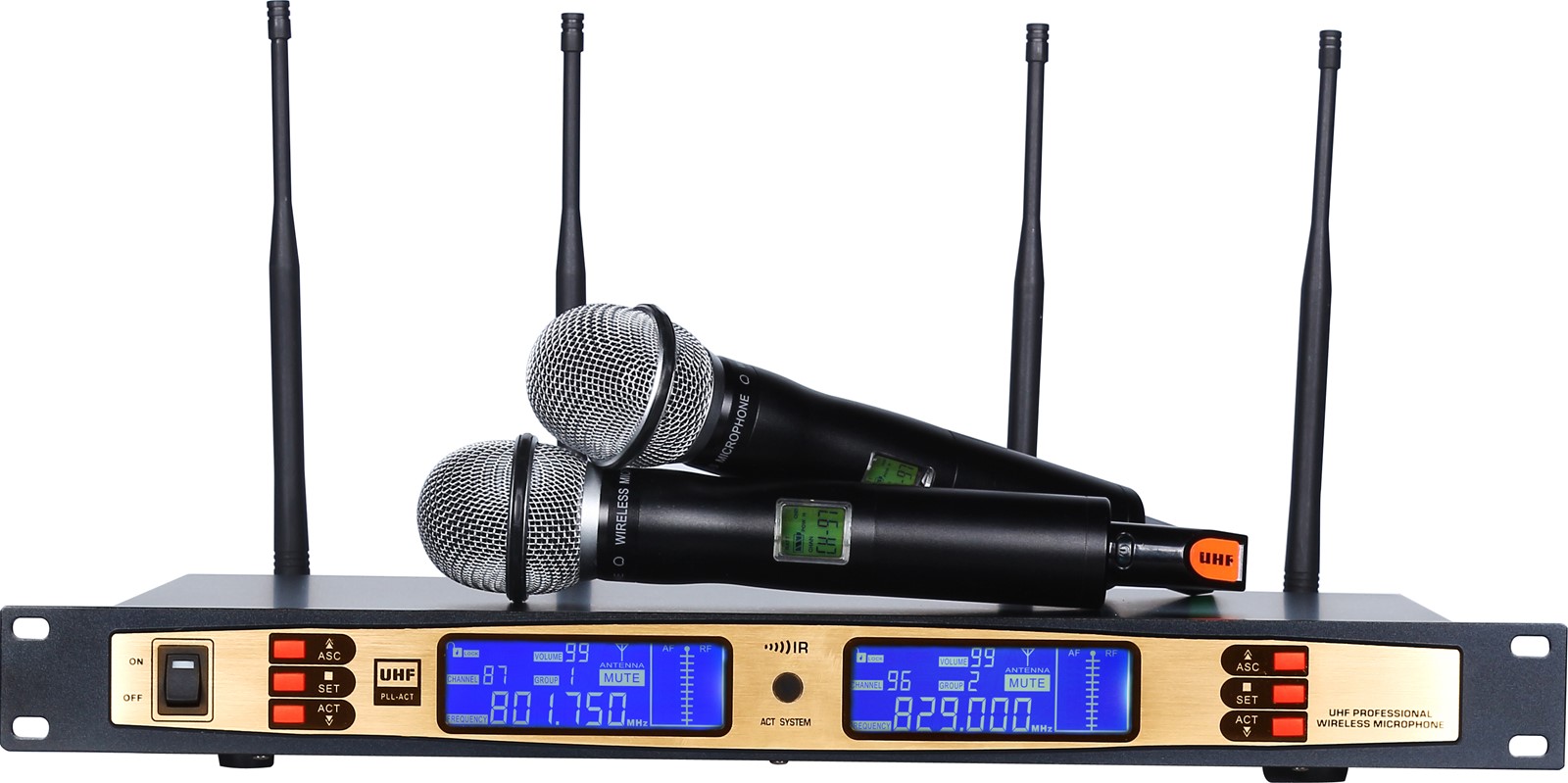 Ture Diversity UHF Wireless Microphone TD870D Dualchannel Four antenna receiver