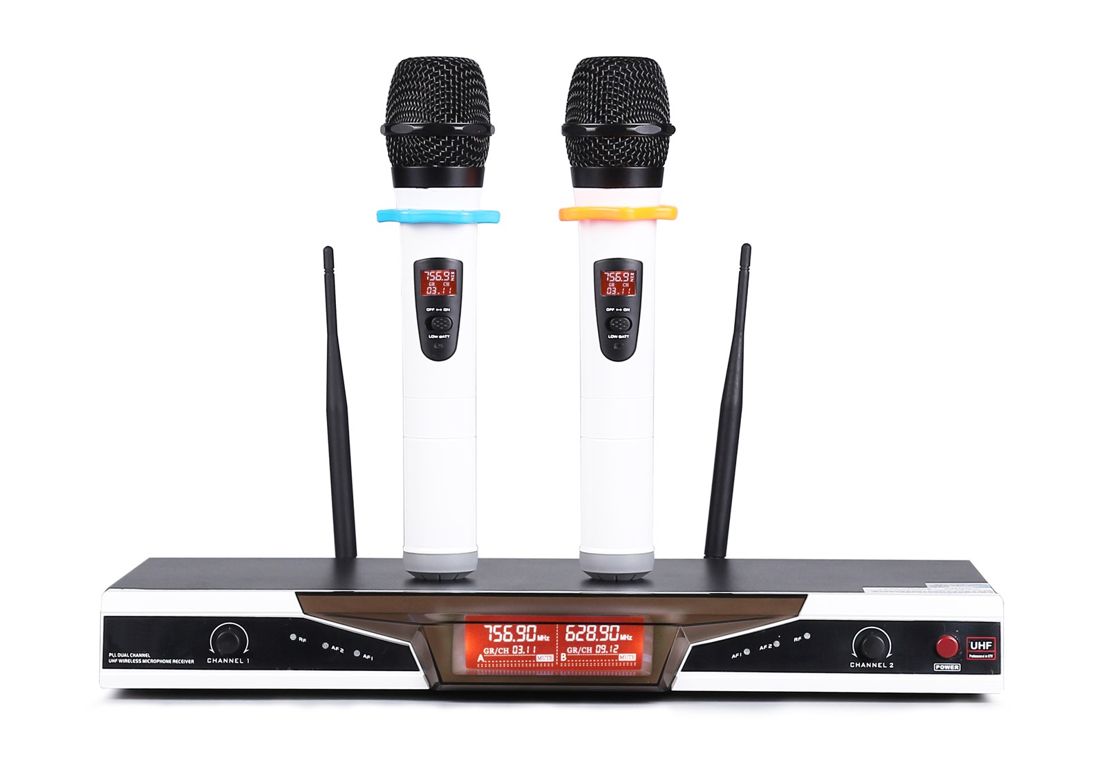 With Duel LCD Display VHF Wireless Microphone System Two Channel Available Receiver