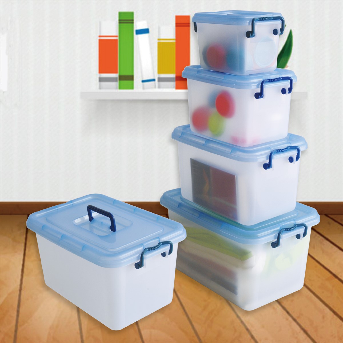 Hot sale plastic storage container with 4 wheel
